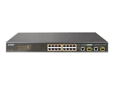 PLANET FGSW-1816HPS - Switch - Styrt - 16 x 10/100 + 2 x kombo-Gigabit SFP - stasjonær