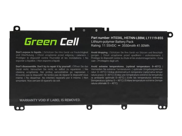 Green Cell - Batteri til bærbar PC (tilsvarer: HP HT03XL) - litiumpolymer - 3-cellers - 3550 mAh - svart - for HP 240 G7 Notebook, 245 G7 Notebook,...