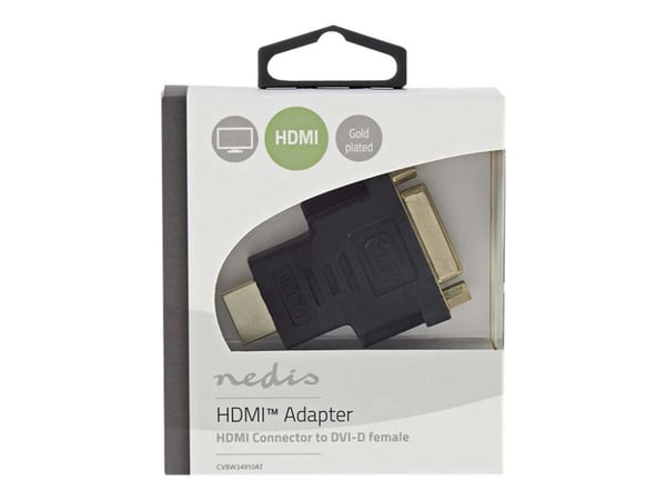 Nedis HDMI™-adapter | HDMI™-kontakt | DVI-D 24+1-pinners kontakt | Forgylt | Rett | ABS | Antrasitt | 1 stk | Emballasje med visningsvindu