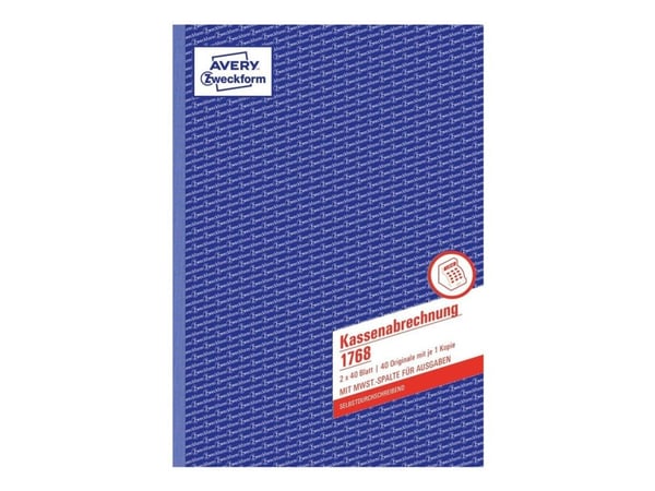 Avery Zweckform - Kontantrapport - 40 ark - A4 (210 x 297 mm) - dublett - karbonfri