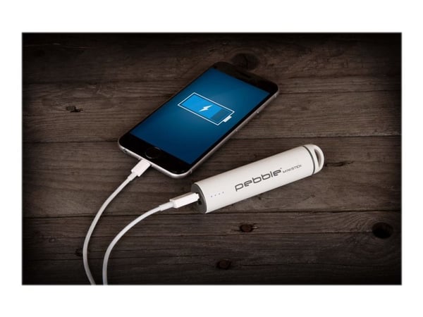 Veho Pebble Ministick - Strømbank - 2200 mAh - 1 A (USB) - på kabel: Micro-USB - hvit