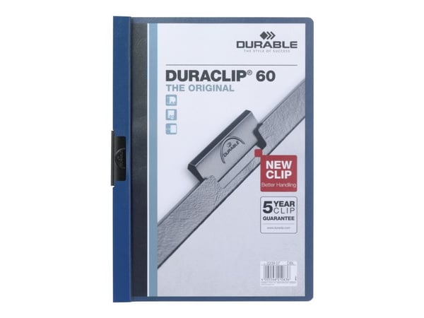 DURABLE DURACLIP 30 - Klipsfil - for A4 (210 x 297 mm) - kapasitet: 30 ark - mørkeblå med transparent frontdekke