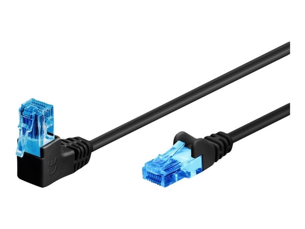 goobay - Koblingskabel - RJ-45 (hann) vinklet til RJ-45 (hann) rett - 2 m - 5.9 mm - UTP - CAT 6a - halogenfri, rund, flertrådet - svart