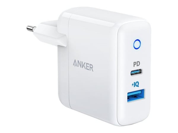 Anker PowerPort - Strömförsörjningsadapter - 35 Watt - 3 A - IQ, PD - 2 utgångskontakter (USB, USB-C)