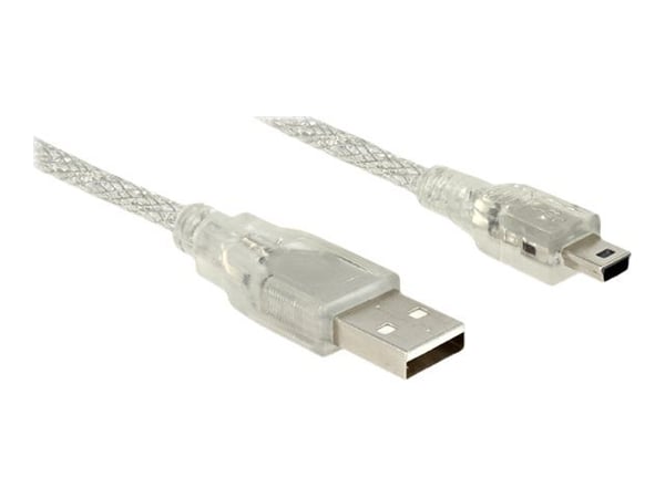 Delock - USB-kabel - mini-USB type B (hann) til USB (hann) - USB 2.0 - 1 m - gjennomsiktig