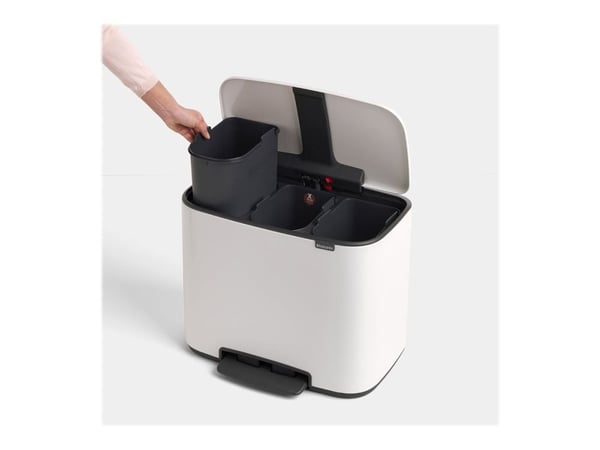 Pedalspand Brabantia Bo, 3 x 11 ltr. hvid