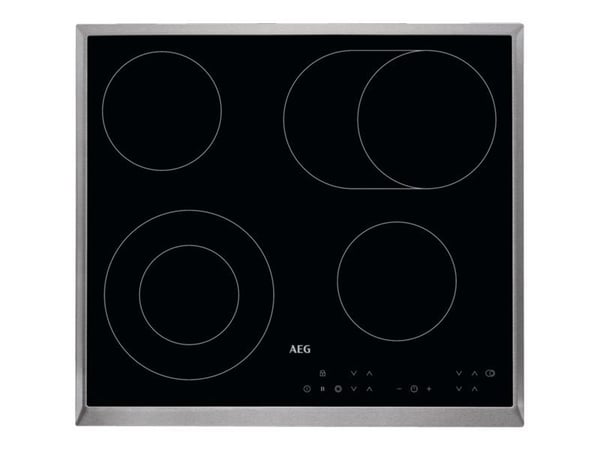 AEG HK634060XB - Keramisk häll - 4 kokplattor - Fördjupning - bredd: 56 cm - djup: 49 cm - med kanter i rostfritt stål - svart