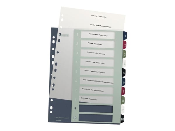 Leitz Style - Inndeler - 10 deler - fortrykt: 1-10 - for A4 Maxi - med fliker
