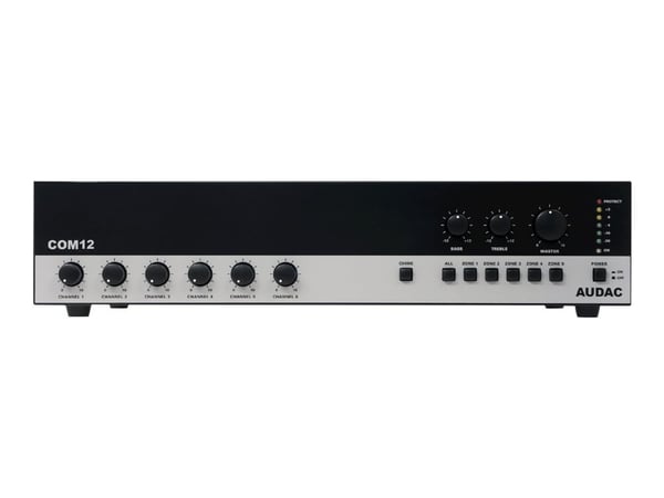Audac COM12MK2 - Mixerförstärkare - drivna - 6 kanaler - 120 Watt - kan monteras i rack