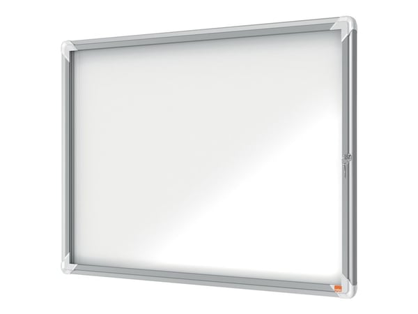 Nobo - Innbygd oppslagstavle - veggmonterbar - 8 x A4 - metall - magnetisk - utendørs - hvit