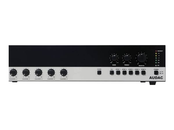 Audac COM24 - Mixerförstärkare - drivna - 6 kanaler - 240 Watt - kan monteras i rack