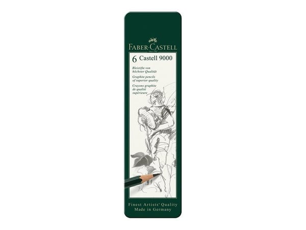 Faber-Castell CASTELL 9000 - Penna - grafit - 2B, 4B, 6B, 8B, B, HB (pack om 6)