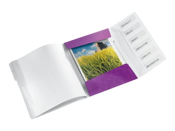 Leitz WOW - Klassifikationsmapp - 6 utrymmen - 6 delar - för A4 (210 x 297 mm) - kapacitet: 200 ark - tabbad - lila metallic
