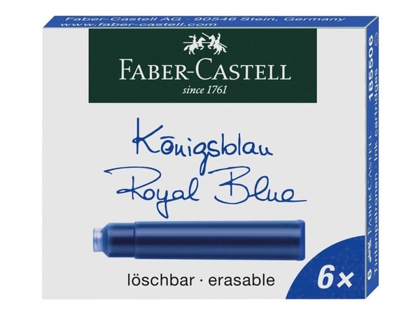 Faber-Castell - Blekkpatron - ikke-permanent - kongelig blått (en pakke 6)