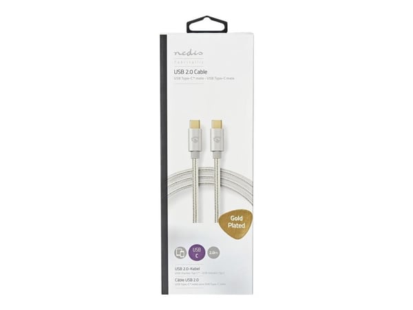 Nedis - USB-kabel - USB-C (hann) til USB-C (hann) - USB 2.0 - 2 m - aluminium