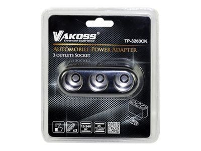 VAKOSS - Bilstrømadapter - 3 A - 3 utgangskontakter (automobile cigarette lighter)