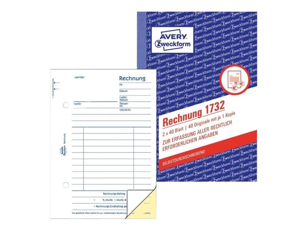 Avery Zweckform - Fakturaskjema - 40 ark - A6 (105 x 148 mm) - dublett - karbonfri