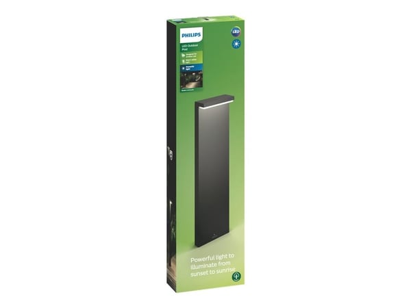 Philips myGarden Bustan Post - Pidestallampe - LED x 2 - total: 9 W (ekvivalent 40 W) - varmt hvitt lys - L-type - antrasitt