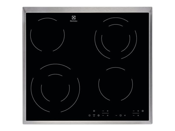 Electrolux EHF6342XOK - Keramisk komfyrtopp - 4 plater - Nisje - bredde: 56 cm - dybde: 49 cm - med pynt av rustfritt stål - svart