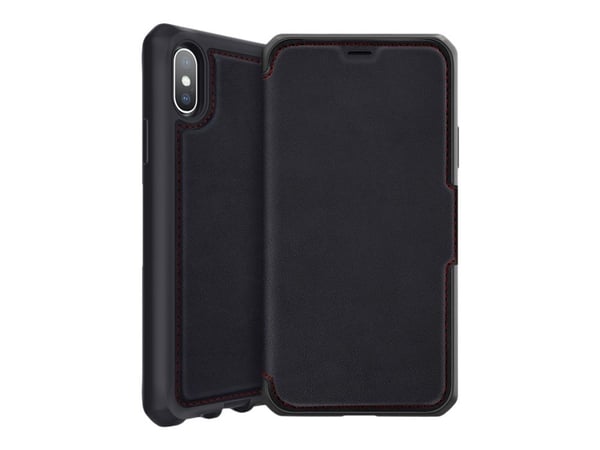 ITSKINS HYBRID // FOLIO - Lommebok for mobiltelefon - helnarvet lær - svart, rød - 5.8" - for Apple iPhone X, XS