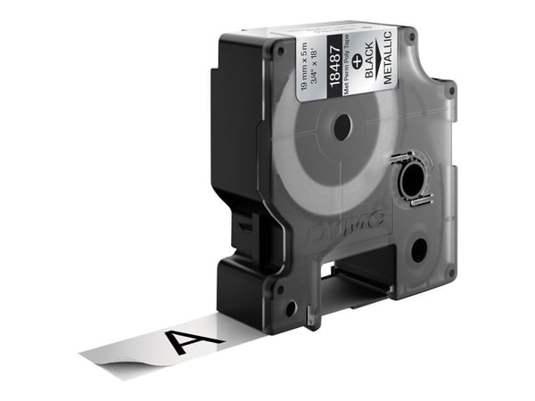 DYMO - Polyester - permanet adhesiv - sort på sølv - Roll (1.9 cm x 5.5 m) 1 kassett(er) permanent tape - for Rhino 4200, 6000, 6000 Hard Case Kit;...