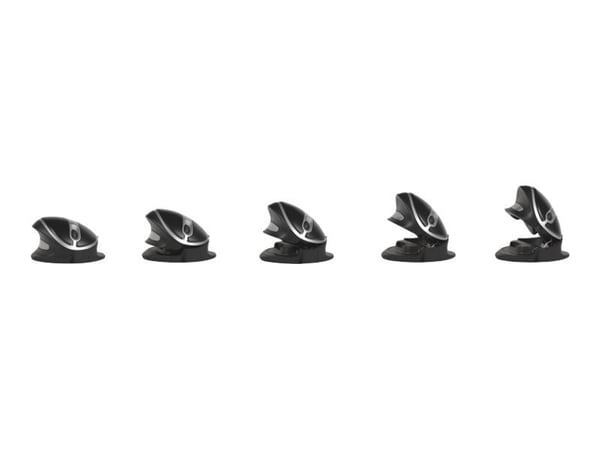 BakkerElkhuizen Oyster Mouse Wireless Large, Molempikätinen, Vaakasuuntainen muotoilu, Laser, Langaton RF, 1200 DPI, Musta, Hopea