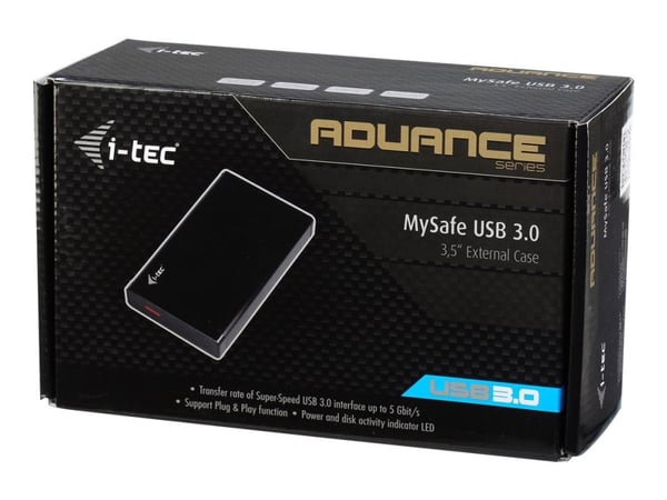 i-Tec MySafe Advance - Lagringspakning - 3,5" - SATA 6Gb/s - USB 3.0 - sort