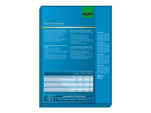 Sigel InkJet Everyday plus Photo Paper IP715 - Blank - hvit - A4 (210 x 297 mm) - 170 g/m² - 100 ark fotopapir