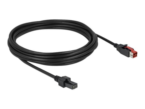 Delock - Strømforsynt USB-kabel - USB PlusPower (24 V) (hann) til 4-pins mini-DIN (hann) - 24 V - 5 m - svart
