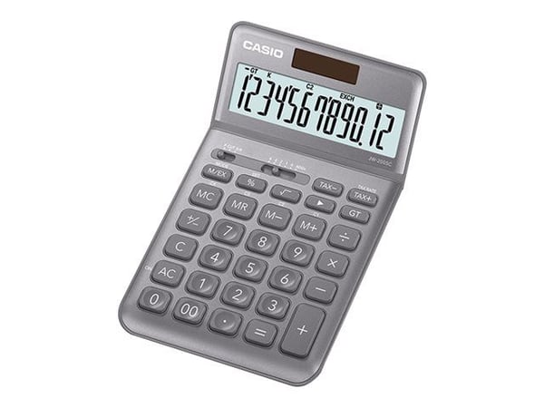 Casio JW-200SC - Skrivebordskalkulator - 12 sifre - solcellepanel, batteri - grå