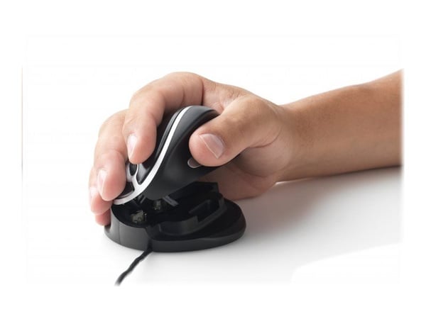 BakkerElkhuizen Oyster Mouse Wireless Large, Molempikätinen, Vaakasuuntainen muotoilu, Laser, Langaton RF, 1200 DPI, Musta, Hopea