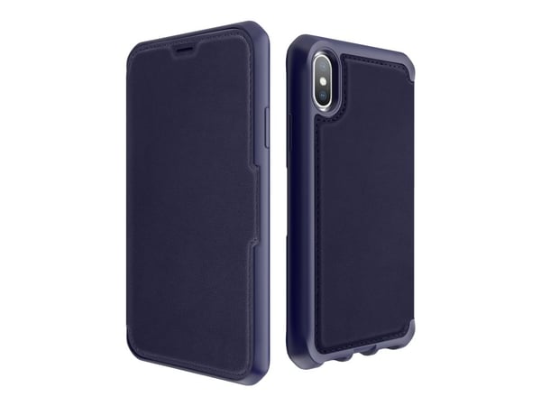 ITSKINS HYBRID // FOLIO - Lommebok for mobiltelefon - helnarvet lær - marineblå - 5.8" - for Apple iPhone X, XS