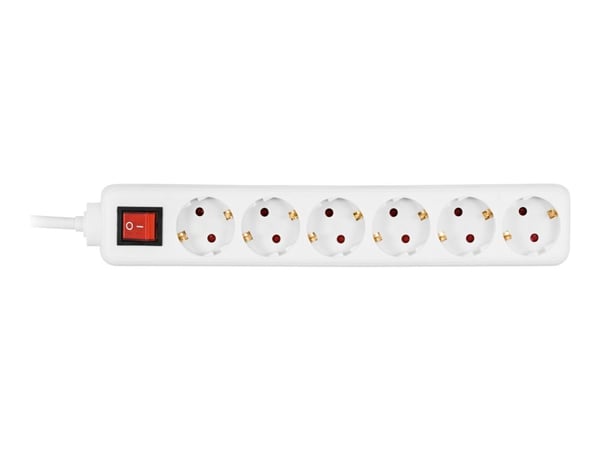Deltaco GT-0652, 5 m, 6 AC-pistorasia(a), Sisätila, Valkoinen, FSC - certified packaging Tested and certified by Intertek, 250 V
