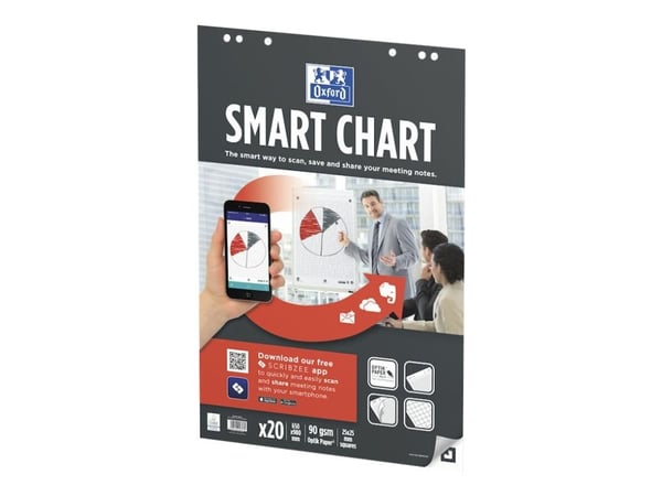 Oxford SmartChart - Arktavlepapir - 650 x 980 mm - 20 ark - hvit - rutet - 6 hull