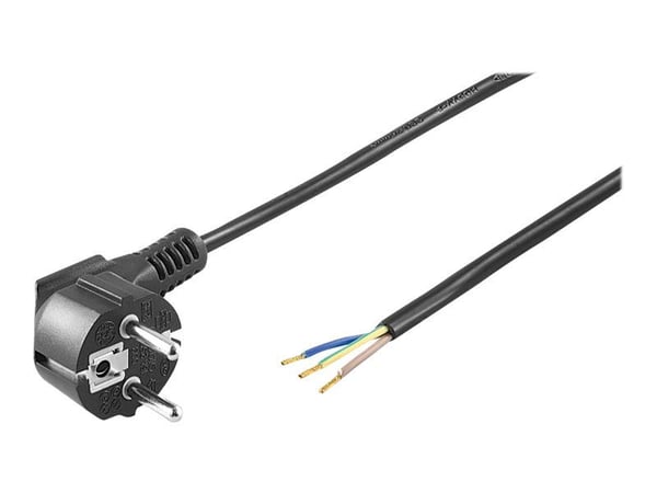 goobay - Strömkabel - power CEE 7/7 (P) till blank tråd - AC 250 V - 10 A - 5 m - svart
