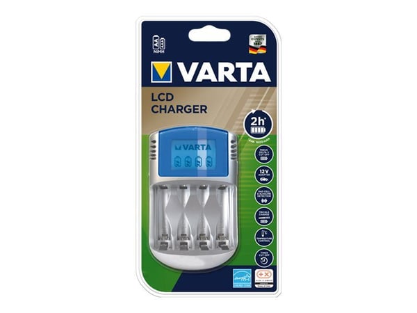 Varta LCD Charger - 2-4 t batterilader - (for 4xAA/AAA) + AC-strømadapter + bilstrømadapter - 4 x batterier lader - 1400 mA