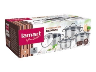 Lamart LTSSSET8, Kattilasetti, Ruostumaton teräs, Lasi, Ruostumaton teräs, Ruostumaton teräs, Ruostumaton teräs, Lasi