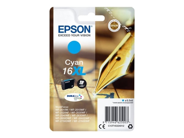 Mustekasetti epson 16xl c13t16324012, 6,5 ml, syaani