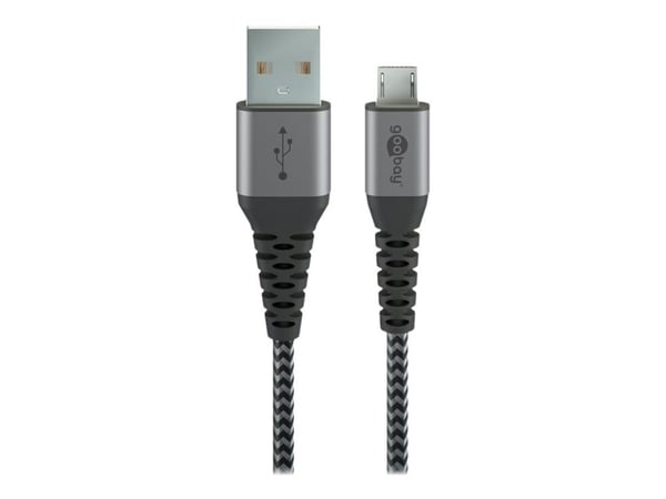 Wentronic 49282, 1 m, Micro-USB B, USB A, USB 2.0, 480 Mbit/s, Musta, Harmaa