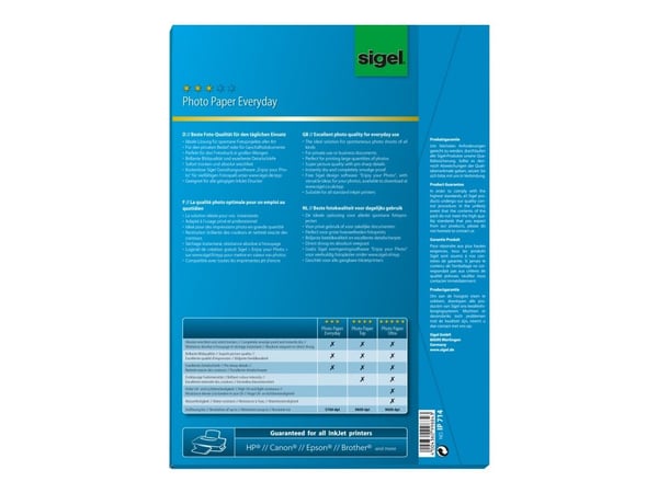 Sigel InkJet Everyday plus Photo Paper IP714 - Blank - hvit - A4 (210 x 297 mm) - 170 g/m² - 50 ark fotopapir