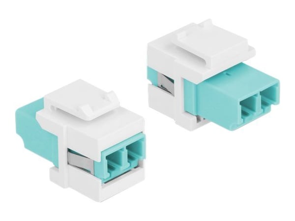 Delock - Nettverkkopler - LC multimodus (hunn) til LC multimodus (hunn) - fiberoptisk - dupleks - Keystone-jakk - hvit, akvamarin