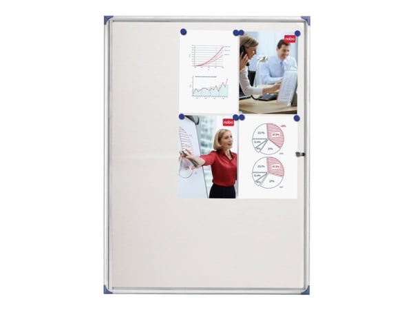 Nobo lukollinen ilmoitustaulu 9XA4 Slimline, Sisätila, Valkoinen, Alumiini, 9 x A4, Liuku, Lasi