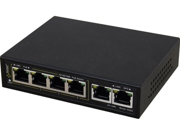 Kytkin PoE PULSAR SG64 4+2 Sort