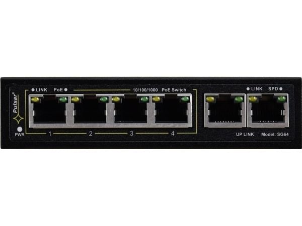 Kytkin PoE PULSAR SG64 4+2 Sort
