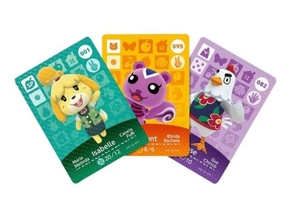 Nintendo Amiibo Carte Animal Crossing Serie 1, 3 kpl, Laatikko, Japani, 3 g, 68 mm, 1 mm