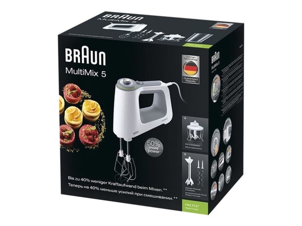 Braun MultiMix 5 HM 5137 WH - Håndmikser - 750 W - hvit/grå