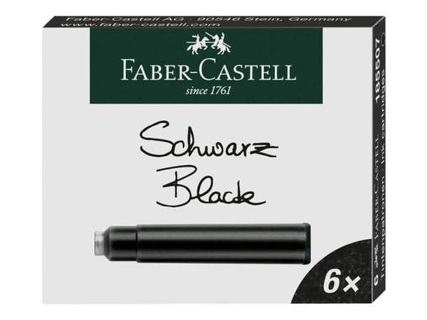 Faber-Castell mustepatruunat standard musta, Sort, 6 kpl, Sort