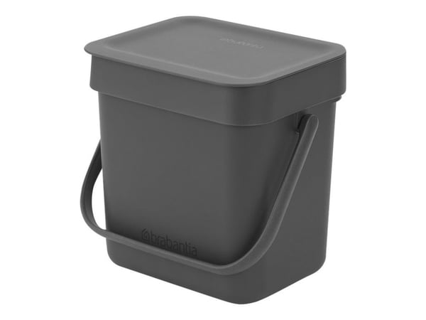 Brabantia Sort & Go - Søppelbøtte - flipp-lokk - 3 L - håndtak - grå