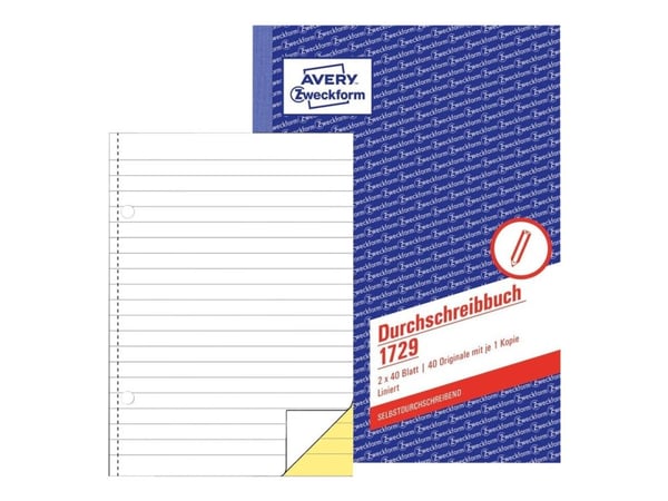 Avery Zweckform - Dupliseringsbok - 40 ark - A5 (148 x 210 mm) - dublett - karbonfri