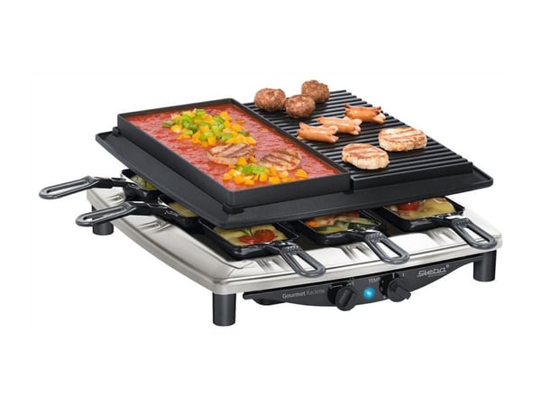 Steba RC 4 plus deluxe - Raclette/grill/het sten - 1.5 kW - rostfritt stål/svart